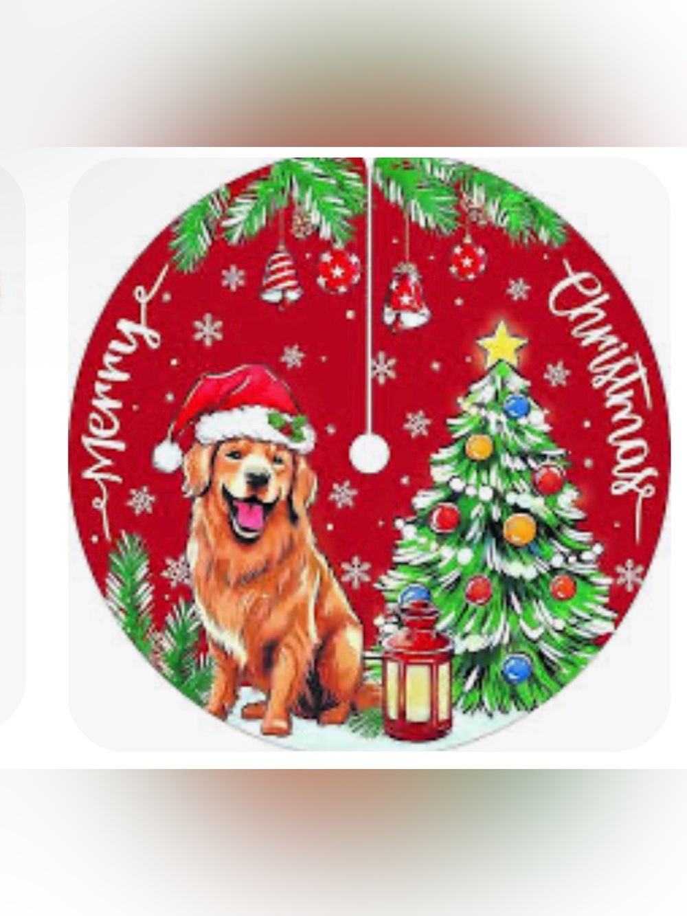 30” Festive Red Dog & Tree Christmas Tree Skirt - Holiday Home Accent - Picture 2 of 2